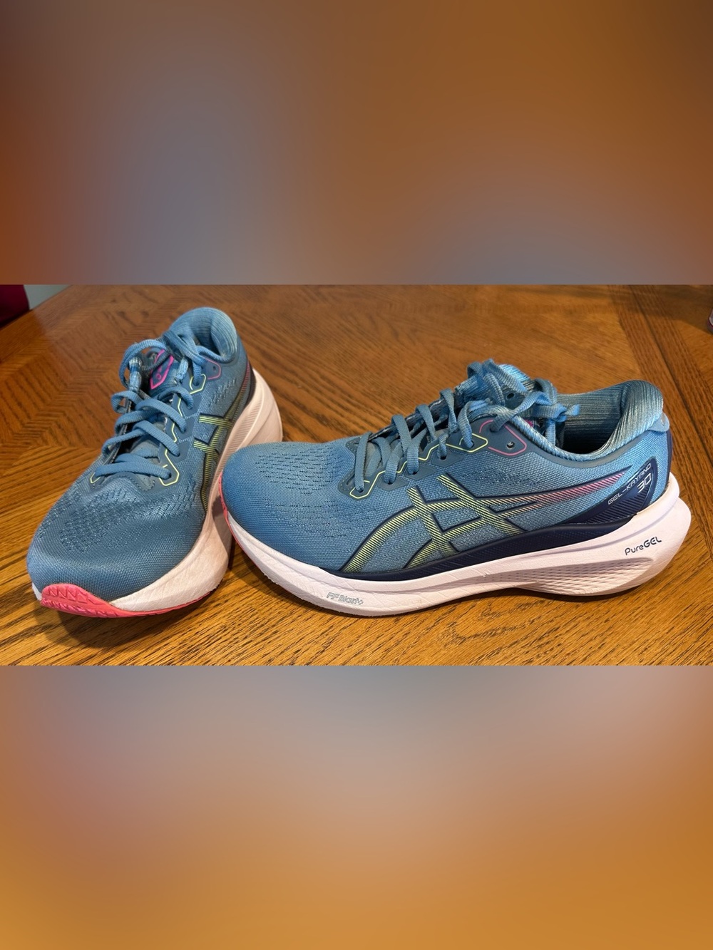 Asics Women's Teal Blue Running Shoes with Pink Accents